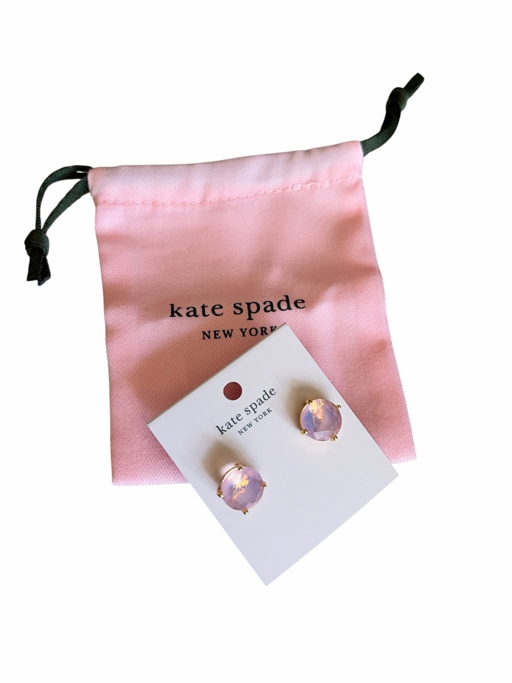 Kate Spade Pink Opal Studs Pierced Earrings Oversized Minimalist Jewelry NWT